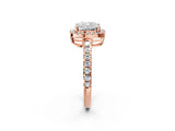 Rose gold Cushion Cut Diamond Halo Ring with Pavé Band and Four-Prong Setting_5
