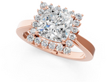 Rose gold Cushion Cut Diamond Halo Ring with Round Brilliant Halo and Solitaire Band_105