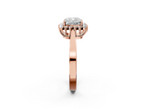 Rose gold Cushion Cut Diamond Halo Ring with Round Brilliant Halo and Solitaire Band_106