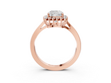 Rose gold Cushion Cut Diamond Halo Ring with Round Brilliant Halo and Solitaire Band_107