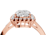 Rose gold Cushion Cut Diamond Halo Ring with Round Brilliant Halo and Solitaire Band_108