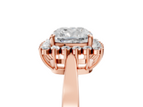 Rose gold Cushion Cut Diamond Halo Ring with Round Brilliant Halo and Solitaire Band_109