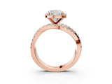 Rose gold Cushion Cut Diamond Halo Ring with Round Split Shank and Prong Setting_39