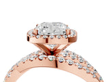 Rose gold Cushion Cut Diamond Halo Ring with Round Split Shank and Prong Setting_40