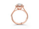 Rose gold Cushion Cut Diamond Halo Ring with Solitaire Band and Prong Setting_73