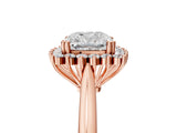 Rose gold Cushion Cut Diamond Halo Ring with Solitaire Band and Prong Setting_75