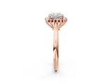 Rose gold Cushion Cut Diamond Halo Ring with Solitaire Band and Prong Setting_81