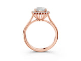 Rose gold Cushion Cut Diamond Halo Ring with Solitaire Band and Prong Setting_82