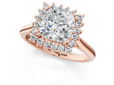 Rose gold Cushion Cut Diamond Halo Ring with Solitaire Band and Prong Setting_92