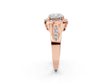 Rose gold Cushion Cut Diamond Halo Ring with Split Shank and Bezel Accents and Prong Setting_16