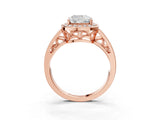 Rose gold Cushion Cut Diamond Halo Ring with Split Shank and Bezel Accents and Prong Setting_17