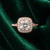 Rose gold Cushion Cut Diamond Halo Ring with Split Shank and Four-Prong Setting_83