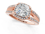 Rose gold Cushion Cut Diamond Halo Split Shank Engagement Ring_40