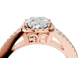 Rose gold Cushion Cut Diamond Halo Split Shank Engagement Ring_43