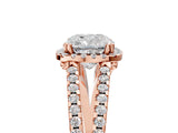 Rose gold Cushion Cut Diamond Halo Split Shank Engagement Ring_44