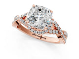 Rose gold Cushion Cut Diamond  Halo Twist Band Solitaire Prong Setting Ring_25