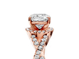 Rose gold Cushion Cut Diamond  Halo Twist Band Solitaire Prong Setting Ring_29
