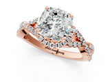 Rose gold Cushion Cut Diamond  Halo Twist Band Solitaire Prong Setting Ring_43