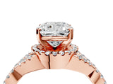 Rose gold Cushion Cut Diamond  Halo Twist Band Solitaire Prong Setting Ring_46