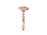 Rose gold Cushion Cut Diamond Milgrain Floral Halo Engagement Ring with Pavé Band_23