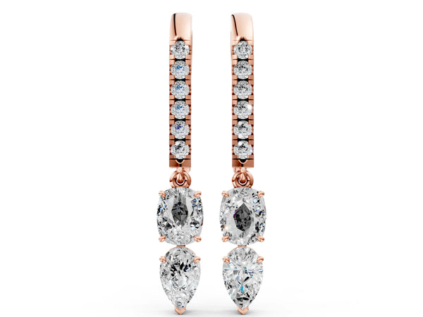 Rose gold Cushion Cut Diamond Multi-Shape Drop Earrings
