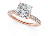 Rose gold Cushion Cut Diamond Pavé Band Ring with Four-Prong Setting_58
