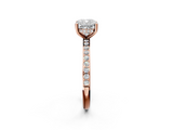 Rose gold Cushion Cut Diamond Pavé Band Ring with Four-Prong Setting_59