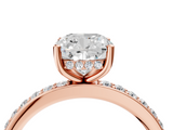 Rose gold Cushion Cut Diamond Pavé Band Ring with Four-Prong Setting_61
