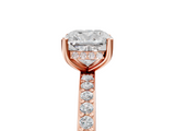 Rose gold Cushion Cut Diamond Pavé Band Ring with Four-Prong Setting_62