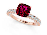 Rose gold Cushion Cut Diamond Pavé Band Solitaire Ring with Prong Setting_1