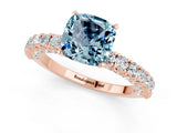 Rose gold Cushion Cut Diamond Pavé Band Solitaire Ring with Prong Setting_1