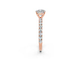 Rose gold Cushion Cut Diamond Pavé Band Solitaire Ring with Prong Setting_2