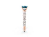 Rose gold Cushion Cut Diamond Pavé Band Solitaire Ring with Prong Setting_2