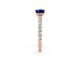Rose gold Cushion Cut Diamond Pavé Band Solitaire Ring with Prong Setting_2