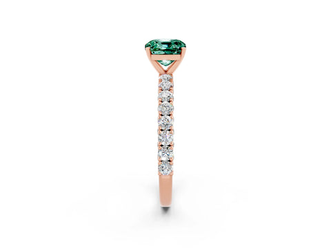 Rose gold Cushion Cut Diamond Pavé Band Solitaire Ring with Prong Setting_2