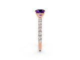 Rose gold Cushion Cut Diamond Pavé Band Solitaire Ring with Prong Setting_2