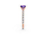 Rose gold Cushion Cut Diamond Pavé Band Solitaire Ring with Prong Setting_2