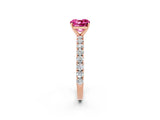 Rose gold Cushion Cut Diamond Pavé Band Solitaire Ring with Prong Setting_2