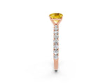 Rose gold Cushion Cut Diamond Pavé Band Solitaire Ring with Prong Setting_2