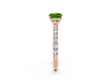 Rose gold Cushion Cut Diamond Pavé Band Solitaire Ring with Prong Setting_2