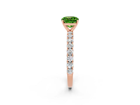 Rose gold Cushion Cut Diamond Pavé Band Solitaire Ring with Prong Setting_2