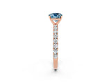Rose gold Cushion Cut Diamond Pavé Band Solitaire Ring with Prong Setting_2