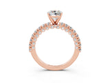 Rose gold Cushion Cut Diamond Pavé Band Solitaire Ring with Prong Setting_3