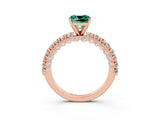 Rose gold Cushion Cut Diamond Pavé Band Solitaire Ring with Prong Setting_3