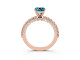 Rose gold Cushion Cut Diamond Pavé Band Solitaire Ring with Prong Setting_3