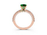 Rose gold Cushion Cut Diamond Pavé Band Solitaire Ring with Prong Setting_3