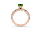 Rose gold Cushion Cut Diamond Pavé Band Solitaire Ring with Prong Setting_3