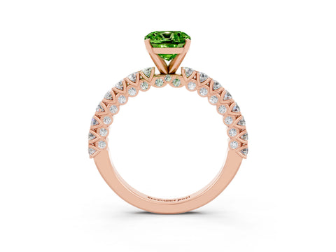 Rose gold Cushion Cut Diamond Pavé Band Solitaire Ring with Prong Setting_3