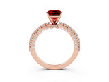 Rose gold Cushion Cut Diamond Pavé Band Solitaire Ring with Prong Setting_3