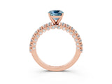 Rose gold Cushion Cut Diamond Pavé Band Solitaire Ring with Prong Setting_3